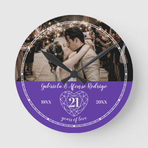 Horloge Ronde 21ème Iolite Mariage Anniversaire coeur gem pourpr