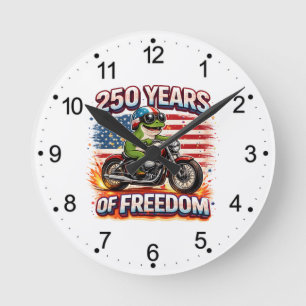 Horloge Ronde 250 Ans De Liberté Grenouille Motarde Patriotique