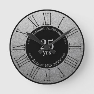 Horloge Ronde 25 ans de retraite ou anniversaire Personnalisé