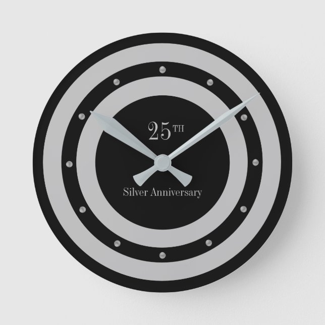 Horloge Ronde 25e Anniversaire Argent & Noir (Recto)
