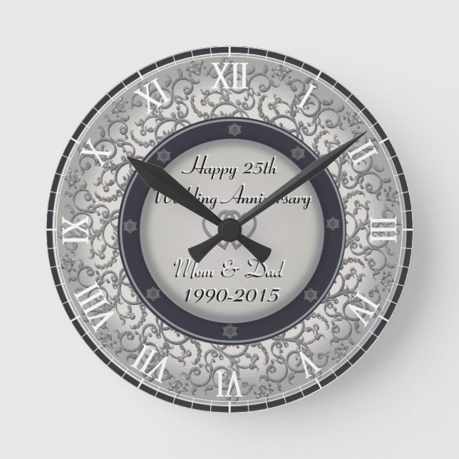 Horloge Ronde 25e anniversaire du Mariage d'argent (Recto)
