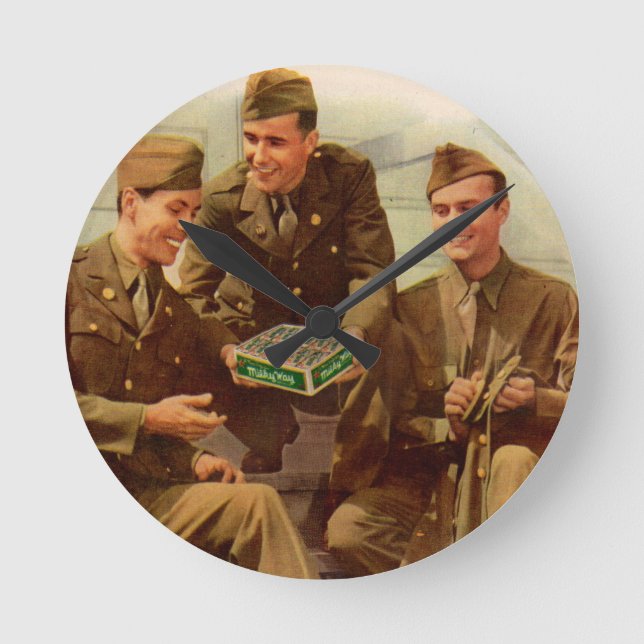 Horloge Ronde 2ème guerre mondiale et soldats des années 1940 av (Recto)