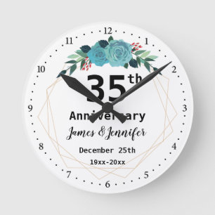 Horloge Ronde 35e Wedding Anniversary Custom Names and Year