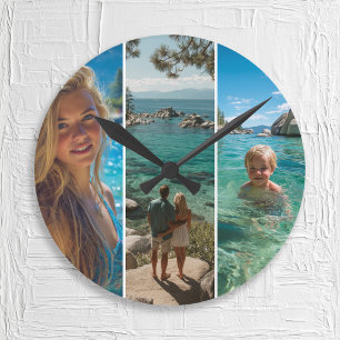 Horloge Ronde 3 Bandes Verticales Longues Photo Boho