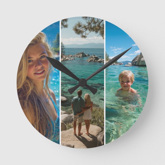Horloge Ronde 3 Bandes Verticales Longues Photo Boho (Recto)
