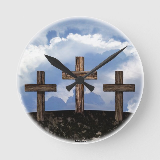 Horloge Ronde 3 Croix robustes avec ciel (Recto)