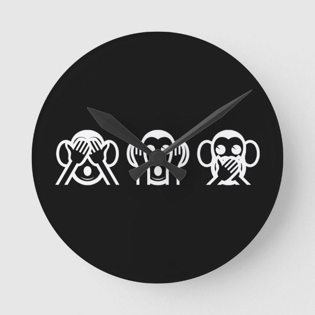 Horloge Ronde 3 Wise Monkeys Emoji (Recto)