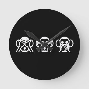 Horloge Ronde 3 Wise Monkeys Emoji
