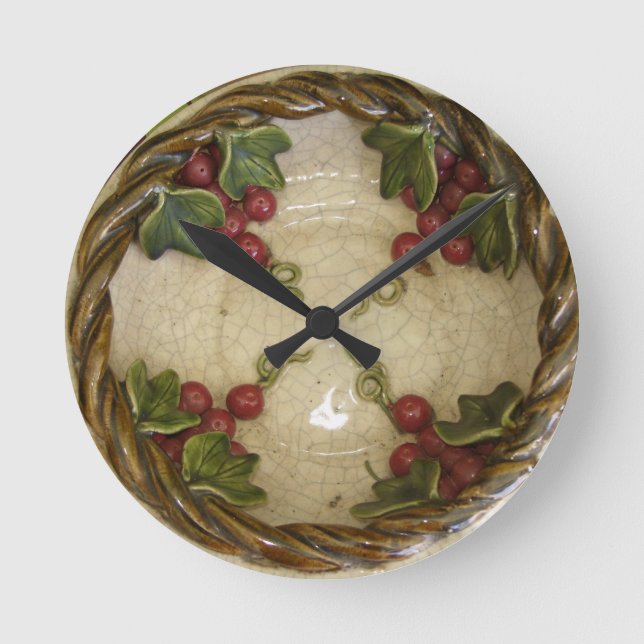 Horloge Ronde 3D look grapes bowl wall clock (Recto)