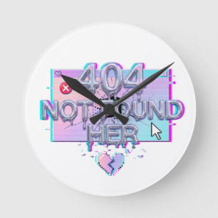 Horloge Ronde 404 Introuvable Her Y2K Glitch Drôle Séparation Cé
