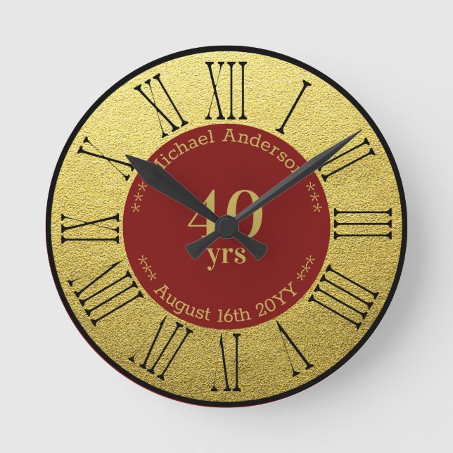 Horloge Ronde 40 ans de retraite ou anniversaire Personnalisé (Recto)