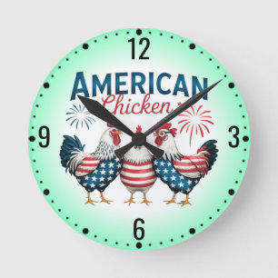 Horloge Ronde 4 juillet Patriotique Américain Poulet-62987 T-Shi