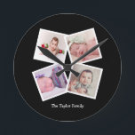 Horloge Ronde 4 Photo Collage Personalized<br><div class="desc">4 Photo Collage Personalized Template wall clock ...  simply add your own photographis and text to this great wall clock ...  easy to personalize ...  customizable photo clock from Ricaso - perfect gift-ideas</div>