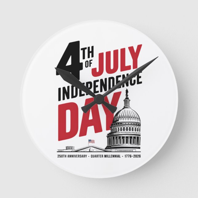 Horloge Ronde 4th of July 250th Anniversary Independence Day (Recto)