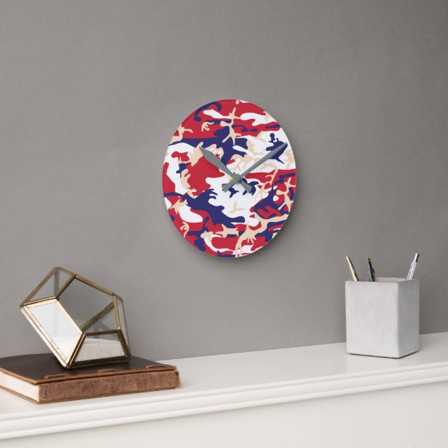 Horloge Ronde 4th of July, Independence day, Camouflage Beige (Bureau)