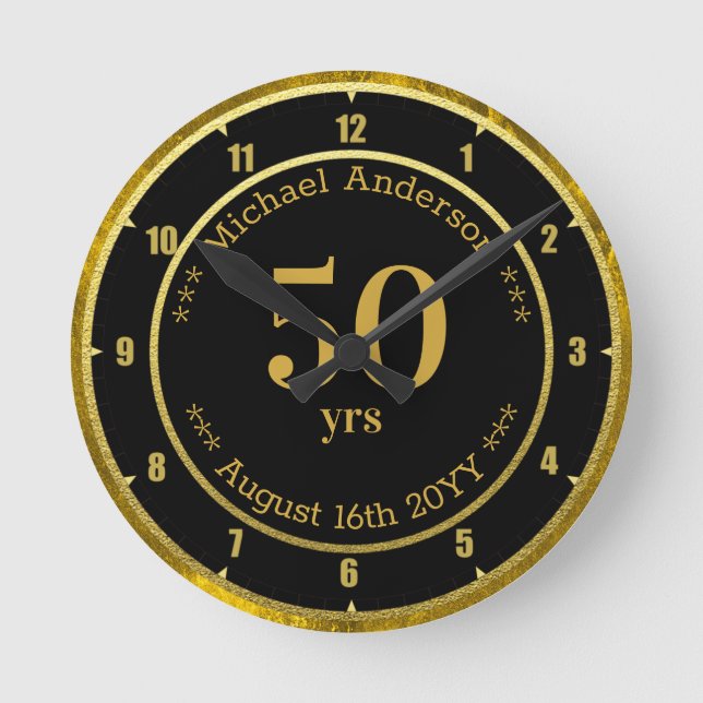 Horloge Ronde 50 ans Cadeau personnalisé de retraite ou d'annive (Recto)