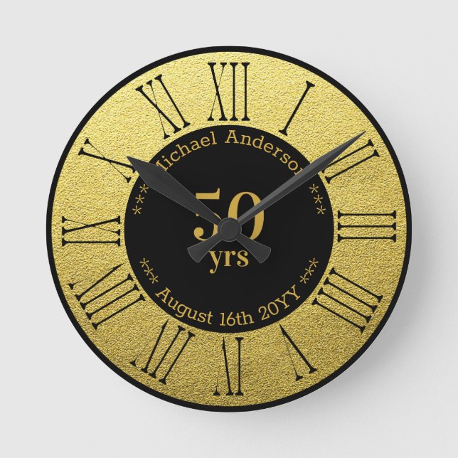 Horloge Ronde 50 ans de retraite ou anniversaire Personnalisé (Recto)
