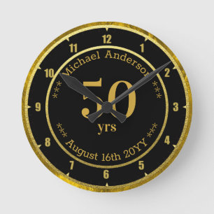 Horloge Ronde 50 ans de retraite ou anniversaire Personnalisé