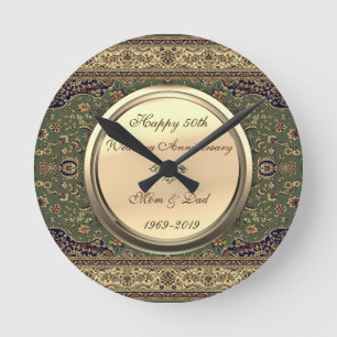 Horloge Ronde 50e anniversaire du Mariage Perse Carpet Diamond