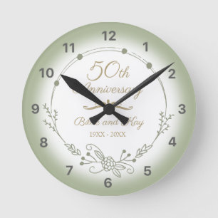 Horloge Ronde 50th Wedding Anniversary Elegant