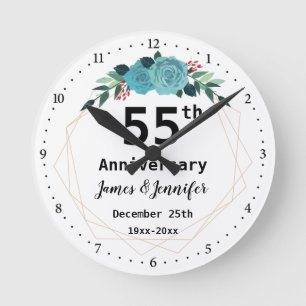 Horloge Ronde 55e Wedding Anniversary Custom Names and Year