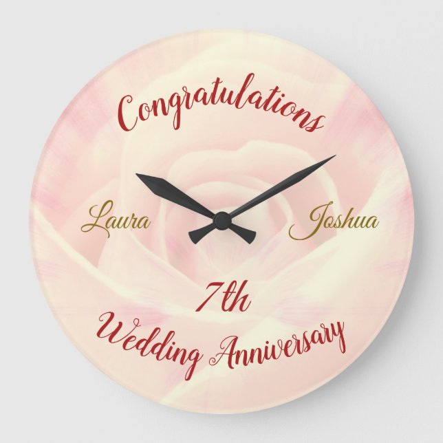 Horloge Ronde 7e anniversaire du Mariage personnalisé Grande hor (Recto)