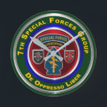 Horloge Ronde 7th Special Forces Group Keepsake<br><div class="desc">Display your pride in our Army's 7th Special Forces Group – Airborne - De Oppresso Liber! This exclusively designed 7th Special Forces Group Keepsake Wall Clock makes a wonderful gift to any who are serving or have served in this legendary unit! Let all who see your beautiful gift know of...</div>
