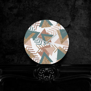 Horloge Ronde 80s rétro Abstrait   les années 70 Palette Vert et