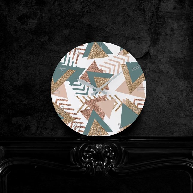 Horloge Ronde 80s rétro Abstrait | les années 70 Palette Vert et (Créateur téléchargé)