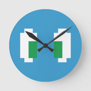 Horloge Ronde 8 Bits Pixel Manga Yeux verts