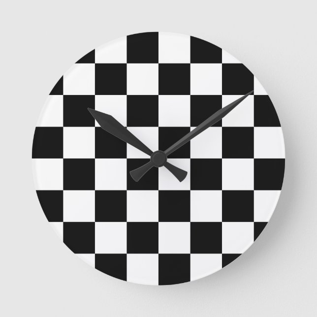 Horloge Ronde À damiers Drapeau Chèques d'échecs de course (Recto)