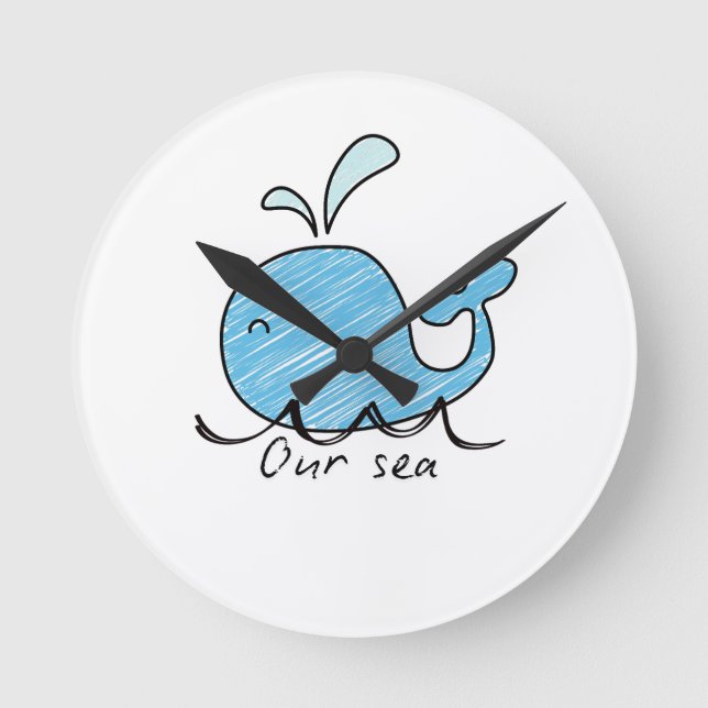 Horloge Ronde A FRIENDLY WHALE IN HIS SEA  Round Clock (Recto)