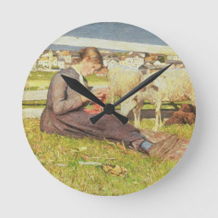 Horloge Ronde A Girl Tricot, 1888 (huile sur toile)