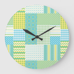 Horloge ronde à la paroi : Daffodil Faux-Patchwork