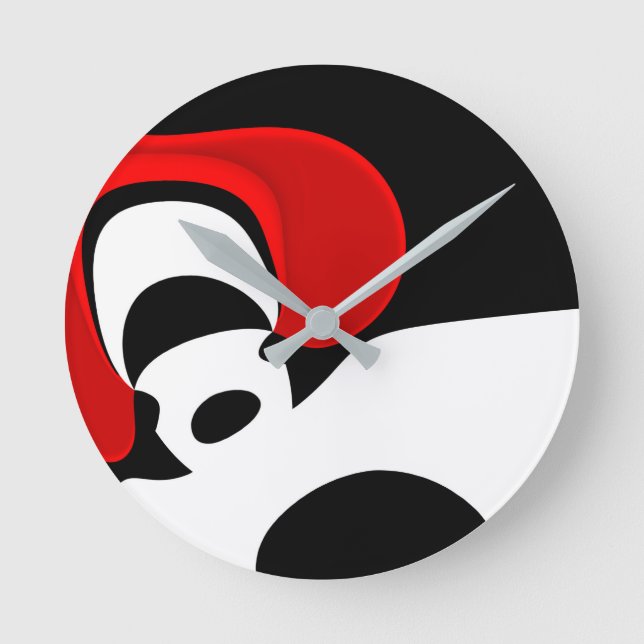 Horloge Ronde À M. Redd : Noir, blanc et rouge Abstraits (Recto)