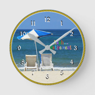 Horloge Ronde Aaah...retraite, détente à la plage