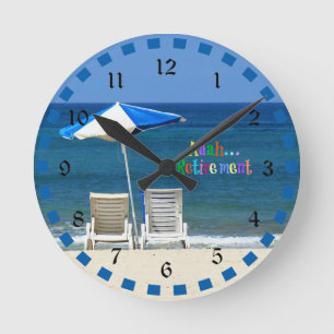 Horloge Ronde Aaah...retraite, une journée à la plage