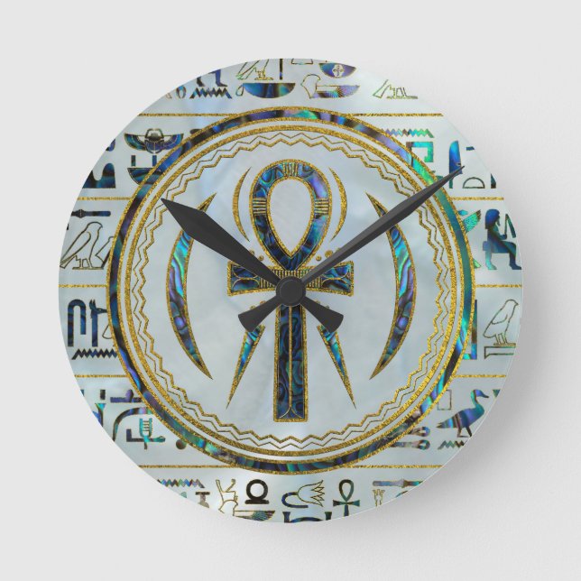 Horloge Ronde Abalone Shell Egyptian Ankh Cross symbole (Recto)