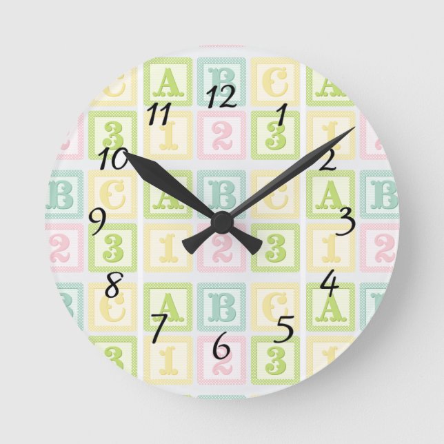 Horloge Ronde ABC Alphabet Baby Nursery Pastels Nursery (Recto)