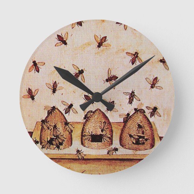 HORLOGE RONDE ABEILLE DE MIEL, APICULTEUR (Recto)