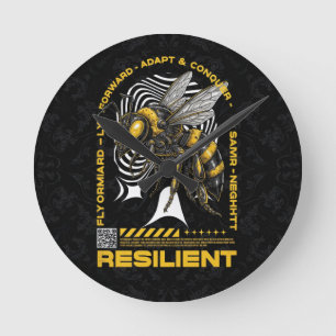 Horloge Ronde Abeille Résiliente – Conception de positivité d'ab
