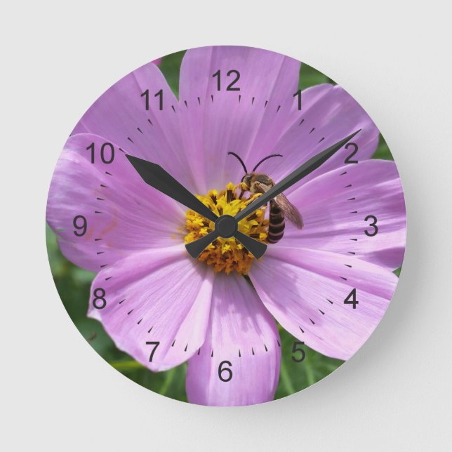 Horloge Ronde abeille sur fleur (Recto)