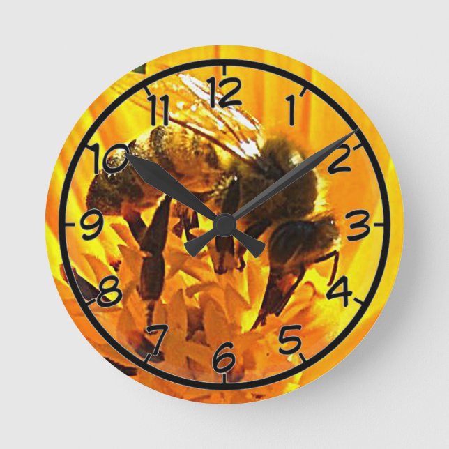 Horloge Ronde Abeille sur une fleur (Recto)