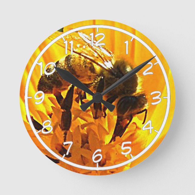 Horloge Ronde Abeille sur une fleur (Recto)