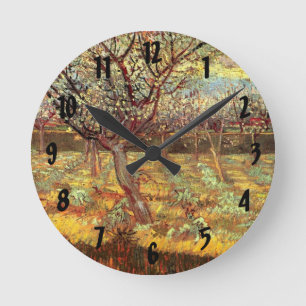 Horloge Ronde Abricotiers en fleurs par Vincent van Gogh