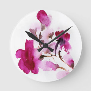Horloge Ronde Abstract floral watercolor paintings