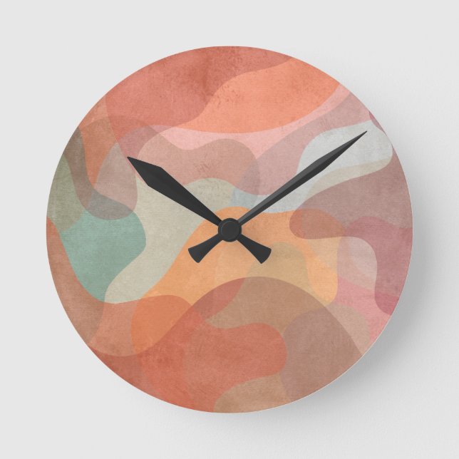 Horloge Ronde Abstract Overlapping Pastel Blobs Background (Recto)