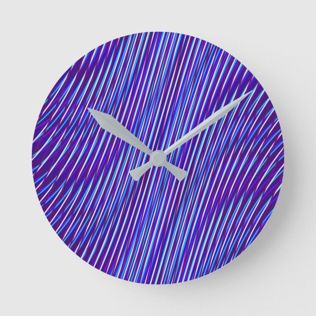 Horloge Ronde Abstrait Blue Vibrant Moiré Effet Motif Moderne (Recto)