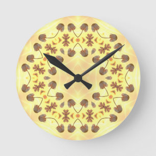 Horloge Ronde Abstrait floral jaune