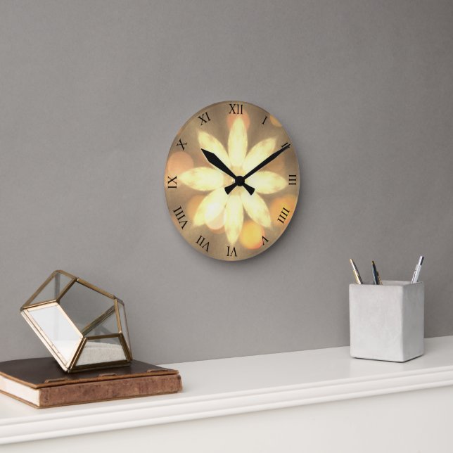Horloge Ronde Abstrait Flower Bokeh (Bureau)